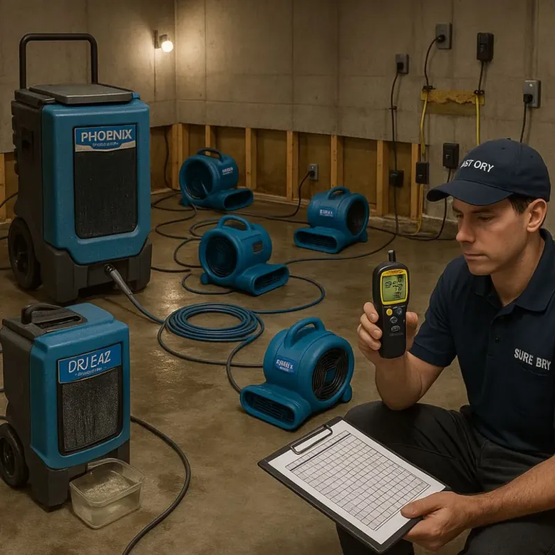 Structural Drying and Dehumidification process in Fort Polk South, LA